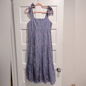 Madewell Floral Blue Sleeveless Maxi Dress Size Large